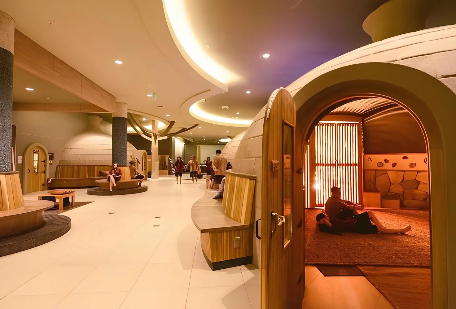 A traditional Korean bathhouse, a restful spa setting